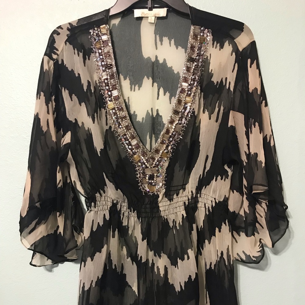 Large Embellished Black and White Tunic